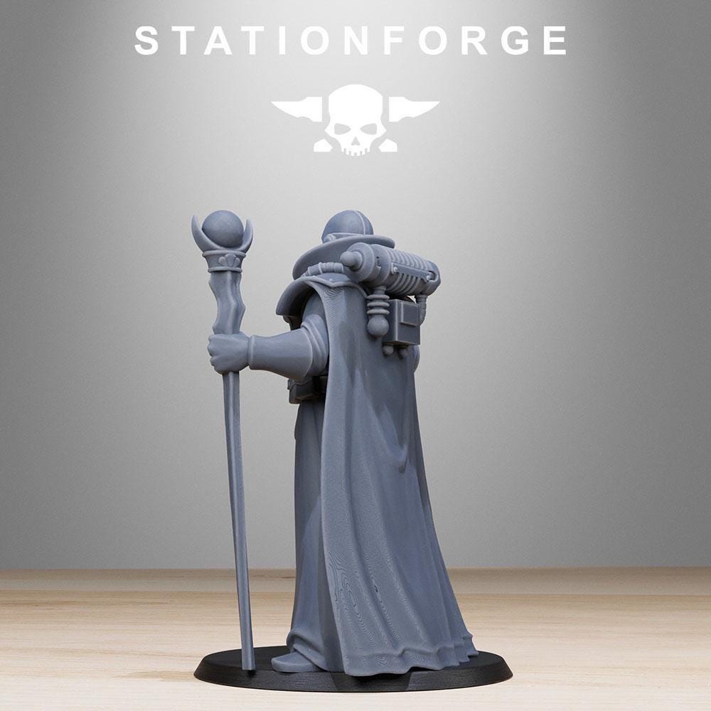 GrimCorp Elder, Imperial Heroic Agents Sculpted by STATIONFORGE for Wargames set in the Grimdark Future