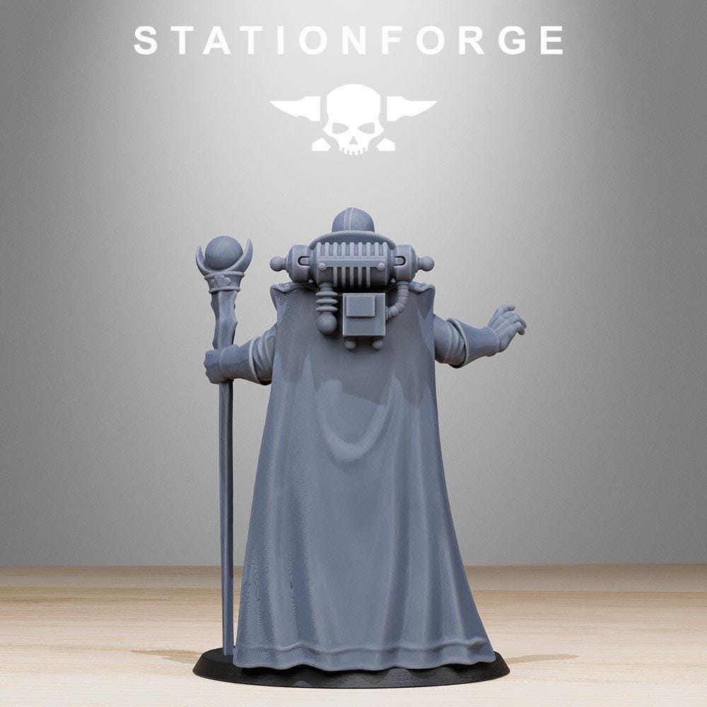 GrimCorp Elder, Imperial Heroic Agents Sculpted by STATIONFORGE for Wargames set in the Grimdark Future