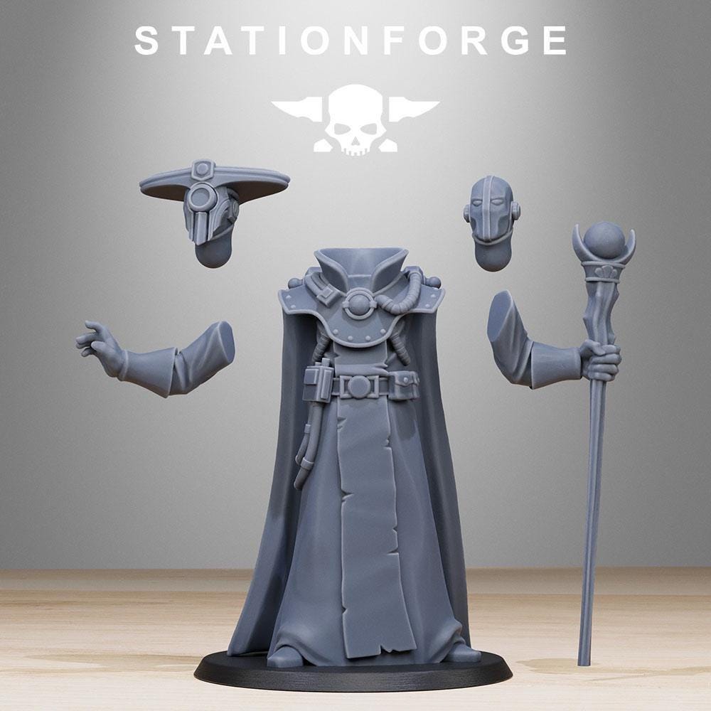 GrimCorp Elder, Imperial Heroic Agents Sculpted by STATIONFORGE for Wargames set in the Grimdark Future