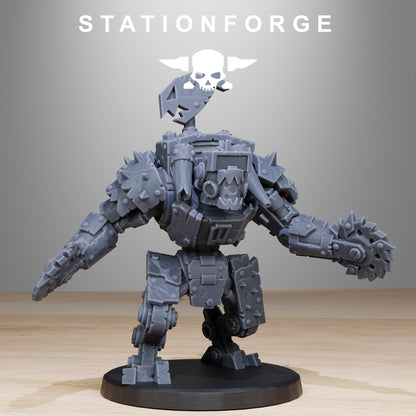 Orkaz Bots Infantry, Space-Faring Orkish Menace Sculpted by STATIONFORGE, Grimdark Compatible, Sci-Fi Wargame Scale