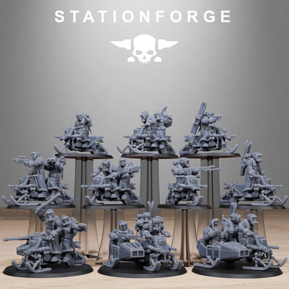 GrimGuard FrostWatch Snowbikers, Modular Set Miniatures by STATIONFORGE,  Imperial guard cavalry regiment