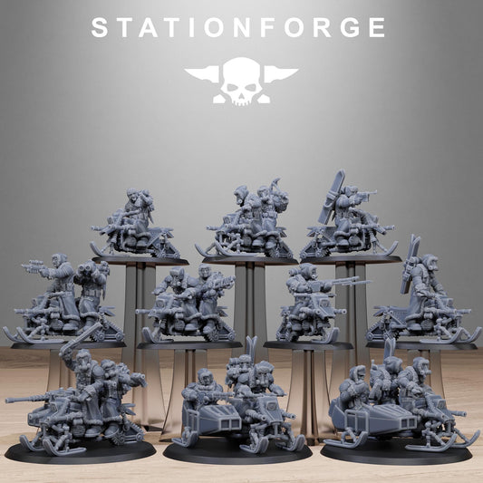GrimGuard FrostWatch Snowbikers, Modular Set Miniatures by STATIONFORGE,  Imperial guard cavalry regiment