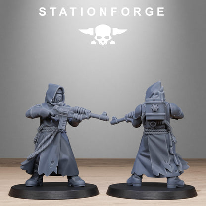 Scavenger Sanctum Infantry, modular Sci-Fi warriors by STATIONFORGE, Sci-Fi Wargames Cyber-themed Grimdark miniatures