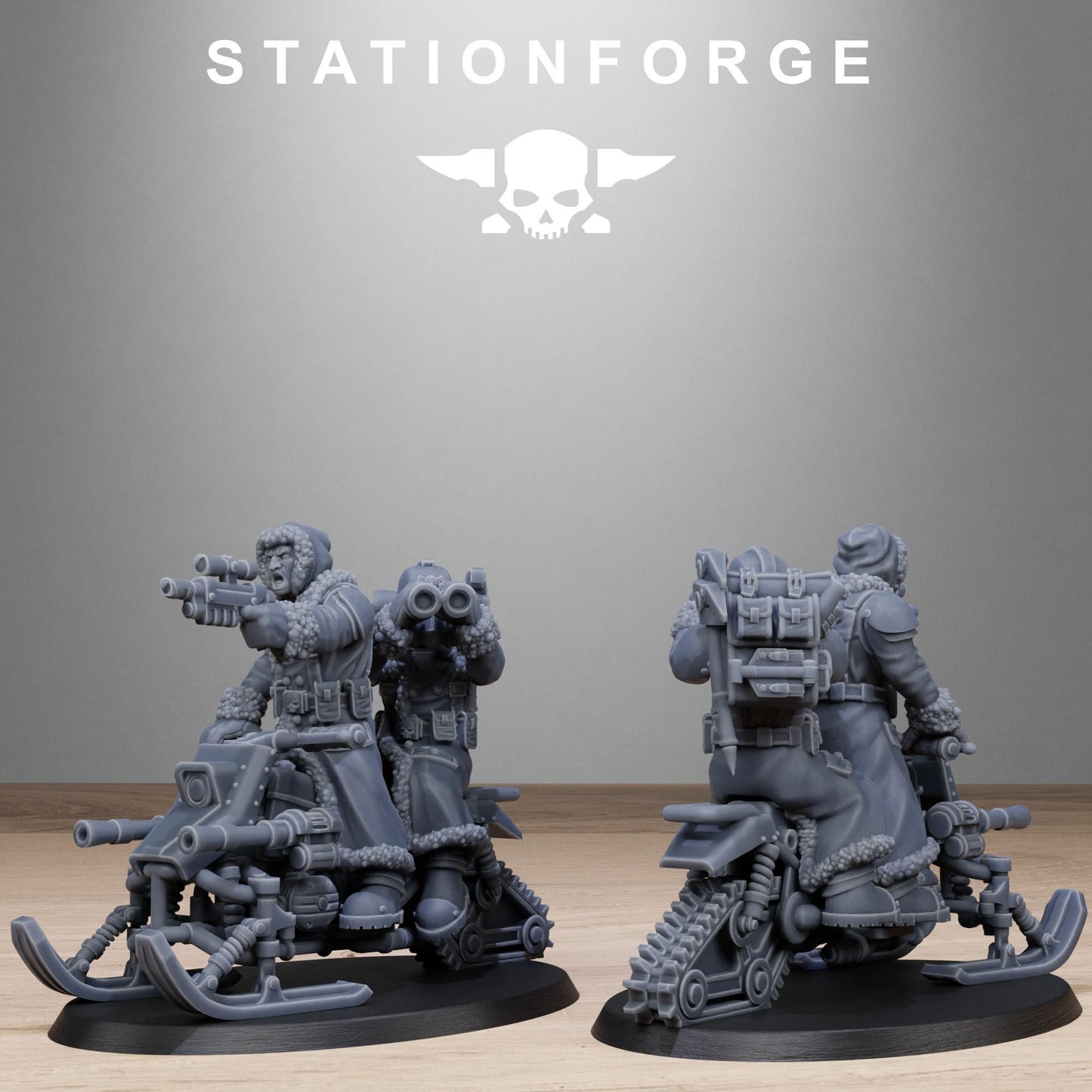 GrimGuard FrostWatch Snowbikers, Modular Set Miniatures by STATIONFORGE,  Imperial guard cavalry regiment