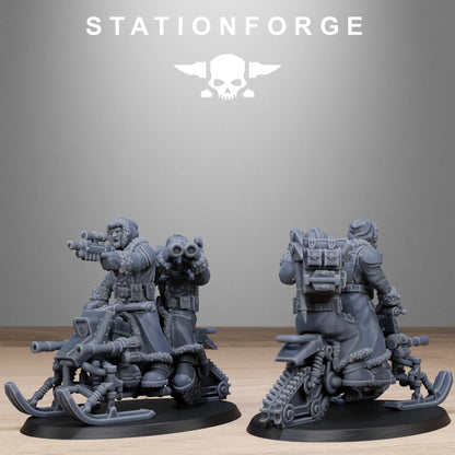 GrimGuard FrostWatch Snowbikers, Modular Set Miniatures by STATIONFORGE,  Imperial guard cavalry regiment