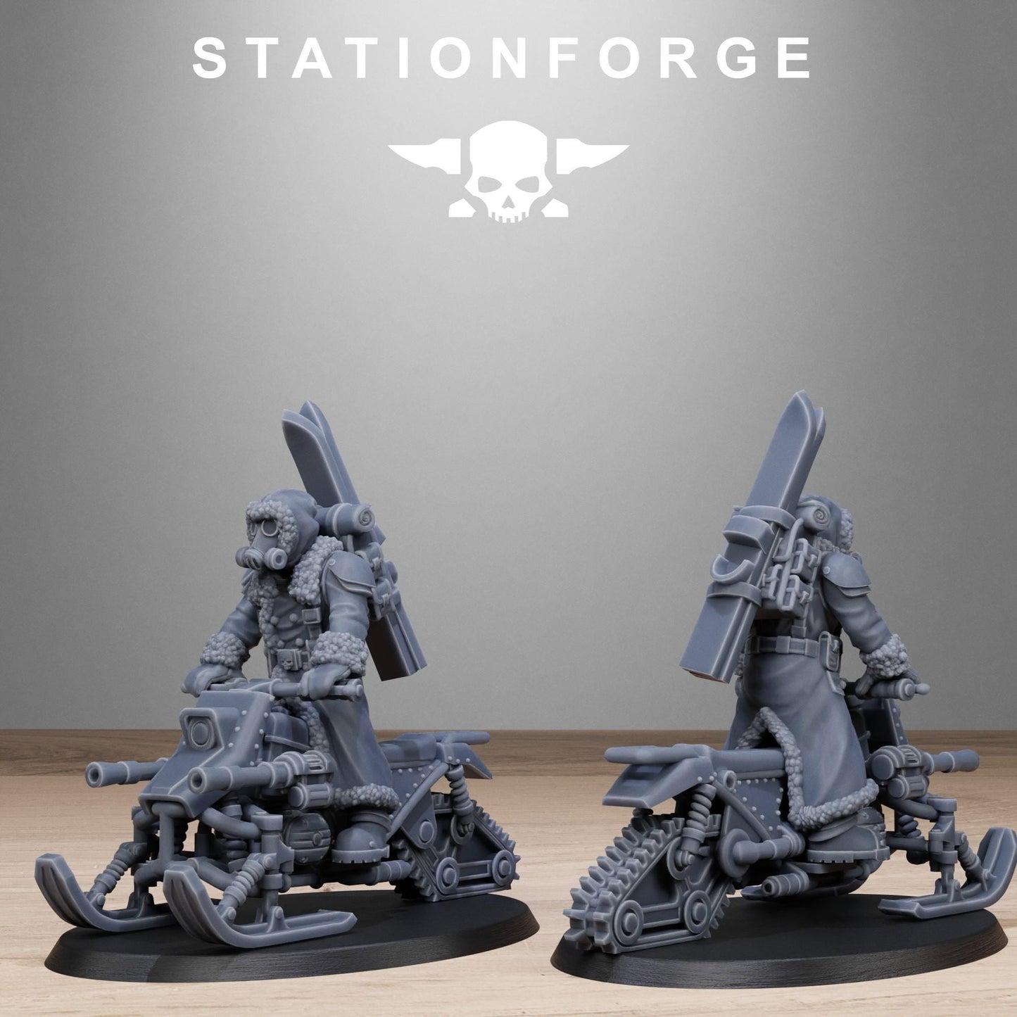 GrimGuard FrostWatch Snowbikers, Modular Set Miniatures by STATIONFORGE,  Imperial guard cavalry regiment