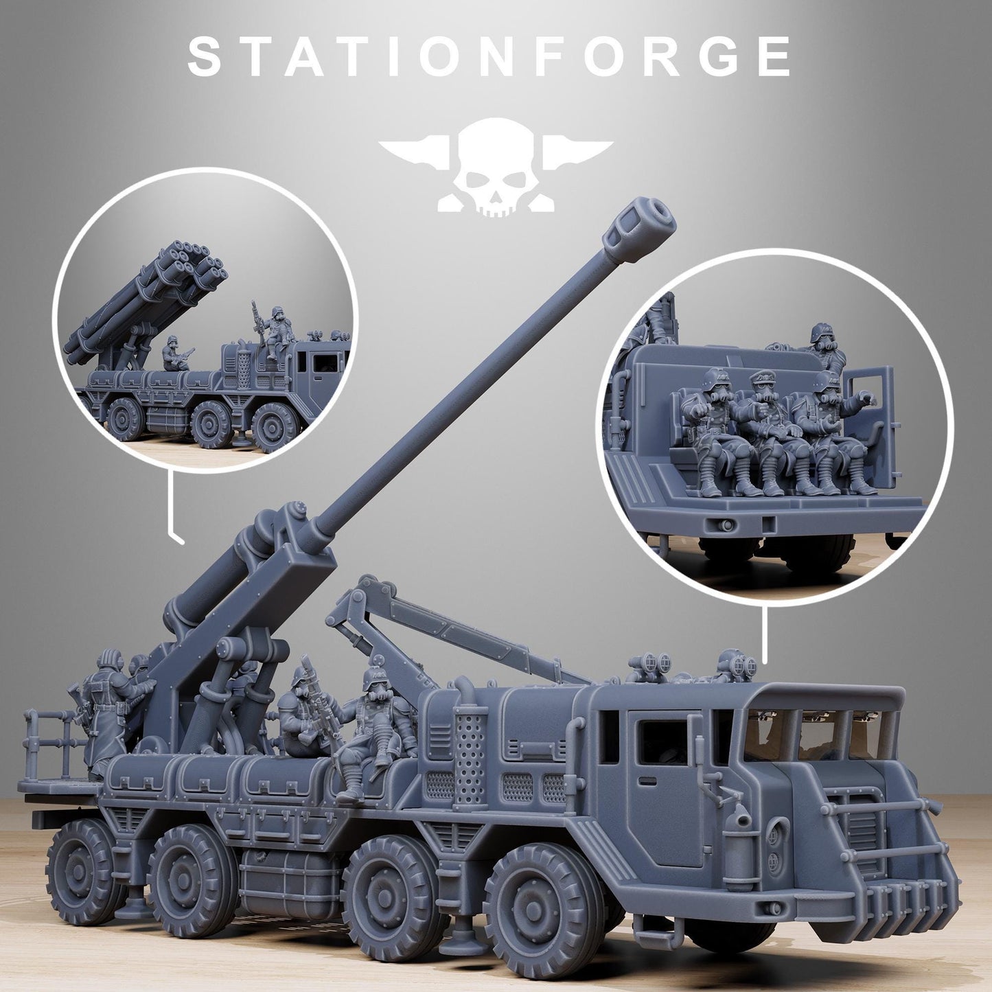 GrimGuard Artillery Vehicle, Modular Sci-Fi Wargame Tankette by STATIONFORGE