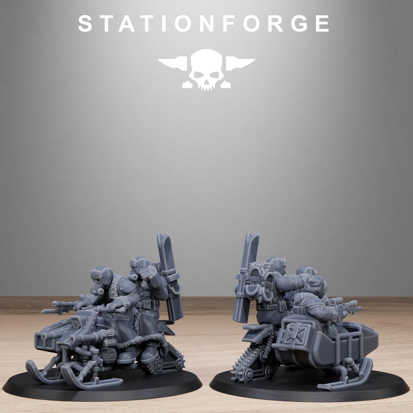 GrimGuard FrostWatch Snowbikers, Modular Set Miniatures by STATIONFORGE,  Imperial guard cavalry regiment