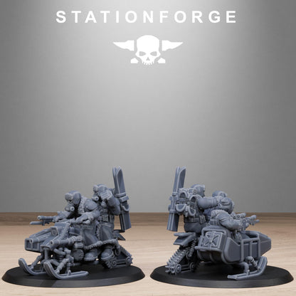 GrimGuard FrostWatch Snowbikers, Modular Set Miniatures by STATIONFORGE,  Imperial guard cavalry regiment