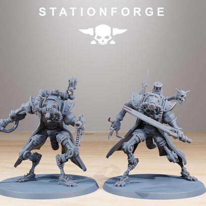Raticus Curdsters, Space Techno-Rats, monopose Sci-Fi warriors by STATIONFORGE, Sci-Fi Wargames Rat-Themed Grimdark miniatures