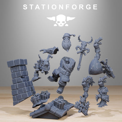 Orkaz Claus, Space-Faring Orkish Menace Sculpted by STATIONFORGE, Grimdark Compatible, Sci-Fi Wargame Scale