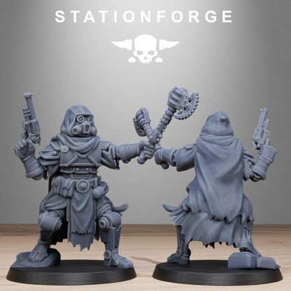 Scavenger Tech Magicians, Space Techno-bots, modular Sci-Fi warriors by STATIONFORGE, Sci-Fi Wargames Cyber-themed Grimdark miniatures