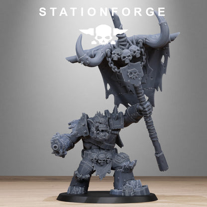 Orkaz Bearer Boss, Space-Faring Orkish Menace Sculpted by STATIONFORGE, Grimdark Compatible, Sci-Fi Wargame Scale