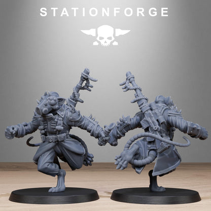 Corrupted Guard Raticus, Space Techno-Rats, monopose Sci-Fi warriors by STATIONFORGE, Sci-Fi Wargames Rat-Themed Grimdark miniatures
