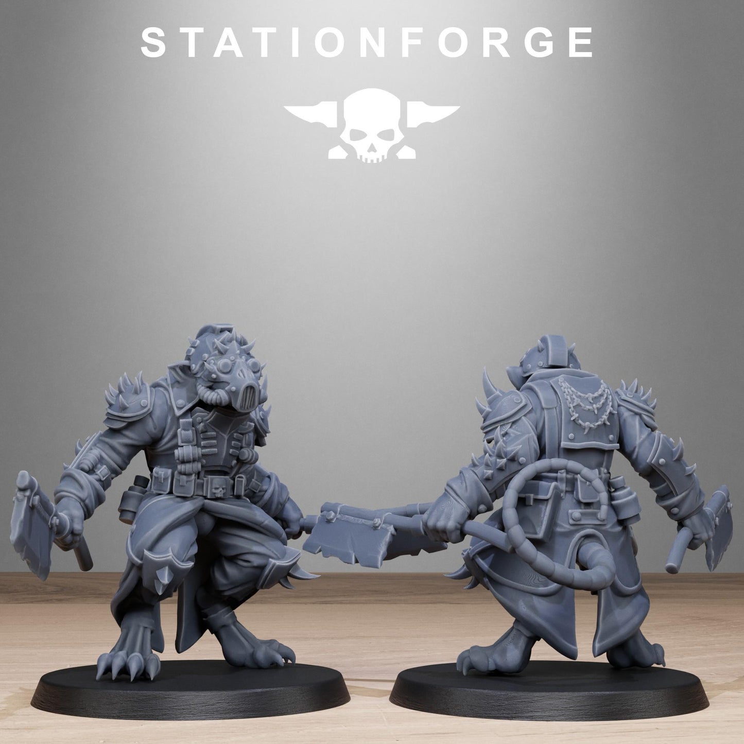 Corrupted Guard Raticus, Space Techno-Rats, monopose Sci-Fi warriors by STATIONFORGE, Sci-Fi Wargames Rat-Themed Grimdark miniatures