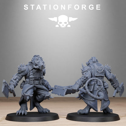 Corrupted Guard Raticus, Space Techno-Rats, monopose Sci-Fi warriors by STATIONFORGE, Sci-Fi Wargames Rat-Themed Grimdark miniatures