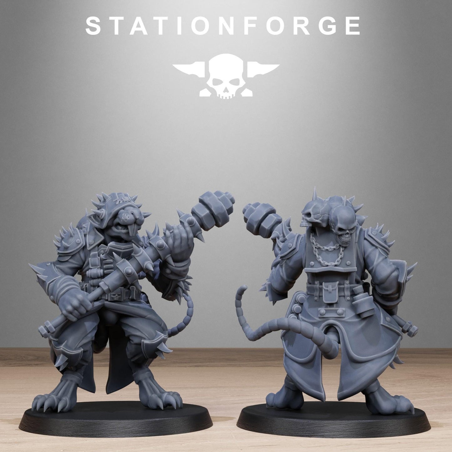 Corrupted Guard Raticus, Space Techno-Rats, monopose Sci-Fi warriors by STATIONFORGE, Sci-Fi Wargames Rat-Themed Grimdark miniatures