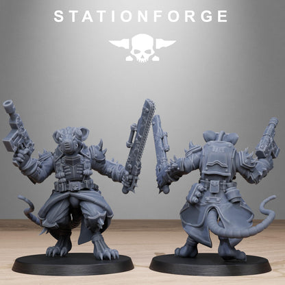 Corrupted Guard Raticus, Space Techno-Rats, monopose Sci-Fi warriors by STATIONFORGE, Sci-Fi Wargames Rat-Themed Grimdark miniatures