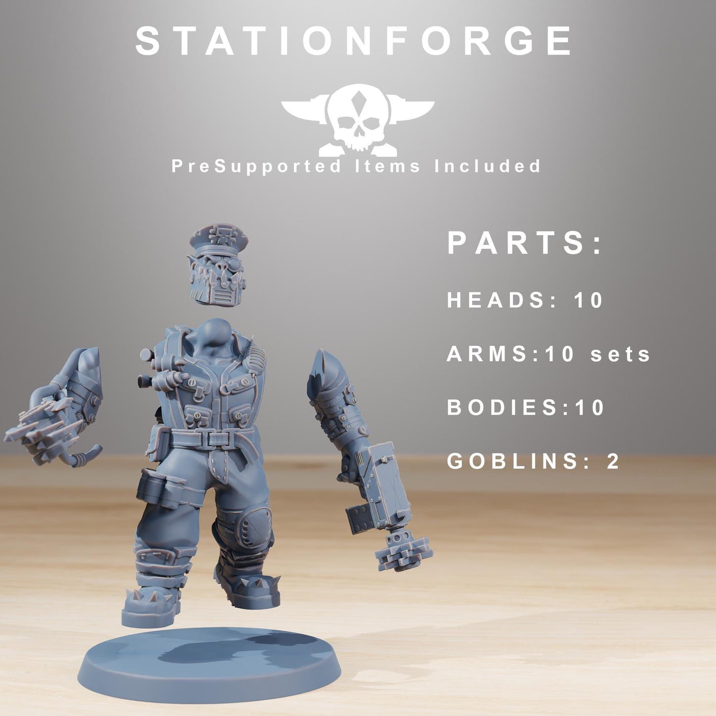 Orkaz Skillers, Space-Faring Orkish Menace Sculpted by STATIONFORGE, Grimdark Compatible, Sci-Fi Wargame Scale