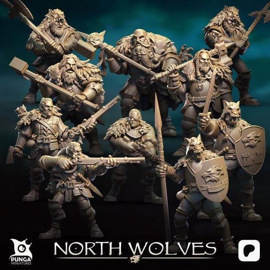North Wolves Warband by Punga Miniatures - Wargame Scale 3D Printed Miniature