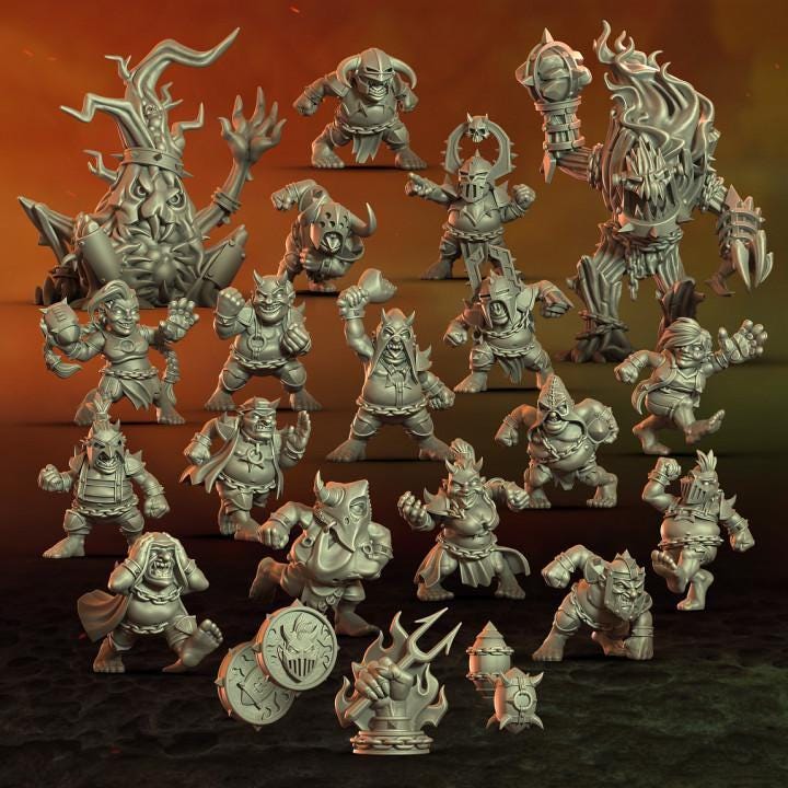 Infernal Folks by Punga Miniatures - Wargame Scale 3D Printed Miniature - Full Team