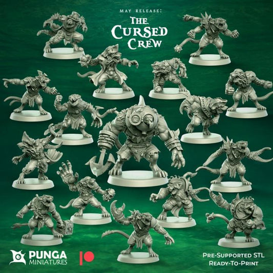 Cursed Crew Full team by Punga Miniatures - Wargame Scale 3D Printed Miniature