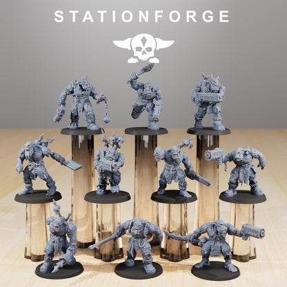 Orkaz Plague Spreadaz, Space-Faring Orkish Menace Sculpted by STATIONFORGE, Grimdark Compatible, Sci-Fi Wargame Scale