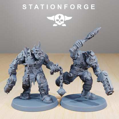 Orkaz Plague Spreadaz, Space-Faring Orkish Menace Sculpted by STATIONFORGE, Grimdark Compatible, Sci-Fi Wargame Scale