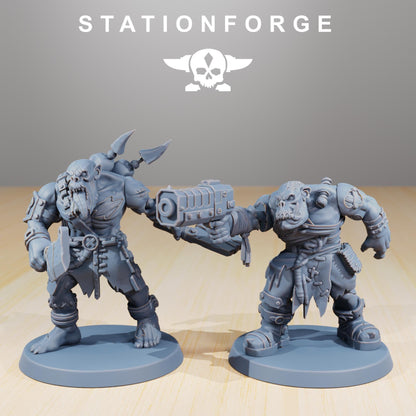Orkaz Plague Spreadaz, Space-Faring Orkish Menace Sculpted by STATIONFORGE, Grimdark Compatible, Sci-Fi Wargame Scale