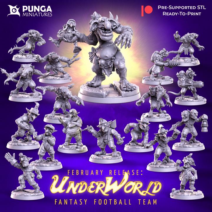 Underworld Team for Fantasy Football by Punga Miniatures - Wargame Scale 3D Printed Miniature