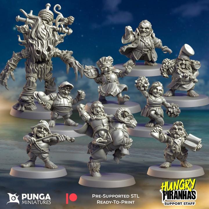 Hungry Piranhas by Punga Miniatures - Wargame Scale 3D Printed Miniature - Full Team
