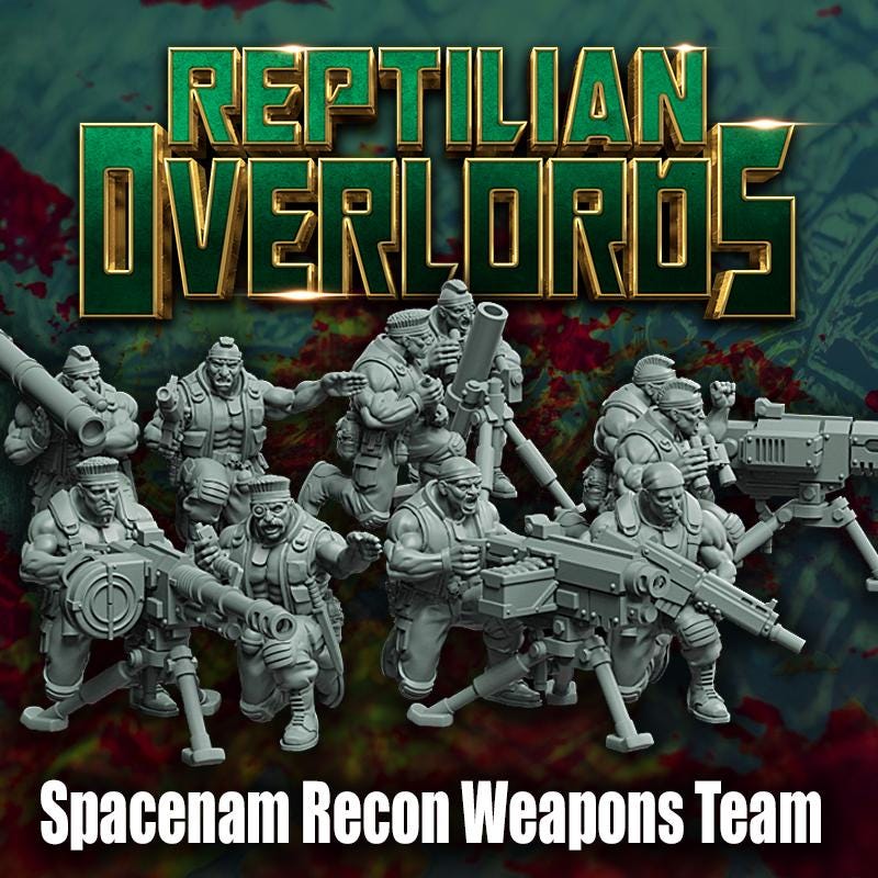 Spacenam Recon Weapons Team, Sci-Fi Wargames Miniatures by Reptilian Overlords, Space Guard
