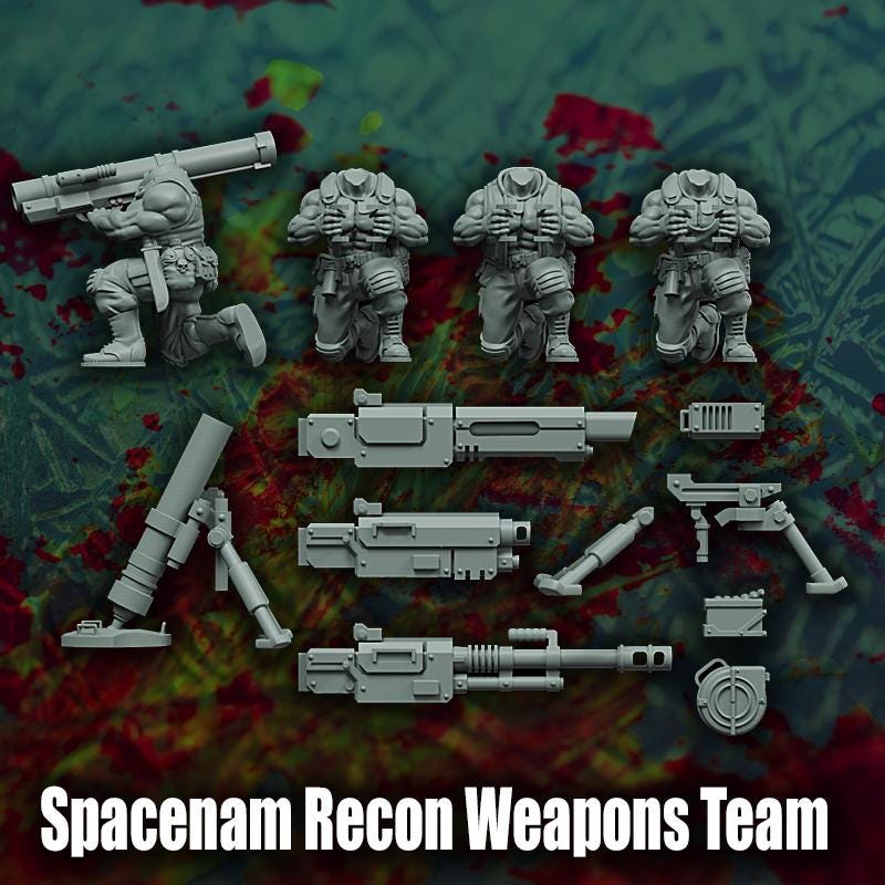 Spacenam Recon Weapons Team, Sci-Fi Wargames Miniatures by Reptilian Overlords, Space Guard