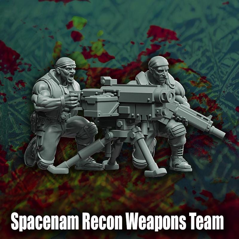 Spacenam Recon Weapons Team, Sci-Fi Wargames Miniatures by Reptilian Overlords, Space Guard
