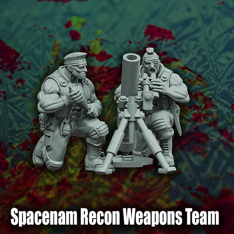 Spacenam Recon Weapons Team, Sci-Fi Wargames Miniatures by Reptilian Overlords, Space Guard