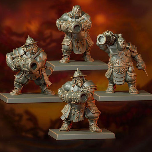 Jade Ogre Cannoneers by Punga Miniatures - Wargame Scale 3D Printed Miniature