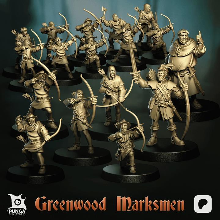 The Greenwood Marksmen by Punga Miniatures - Wargame Scale 3D Printed Miniature
