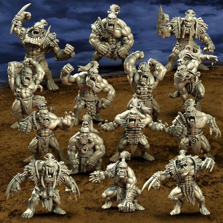 Savage Orcs by Punga Miniatures - Wargame Scale 3D Printed Miniature - Basic Team