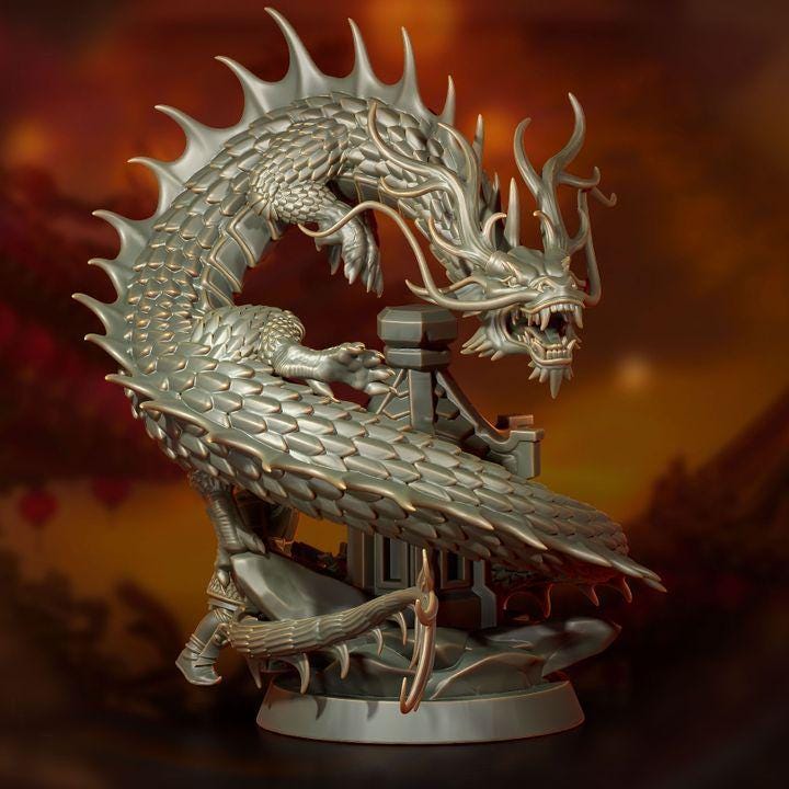 Emerald Dragon by Punga Miniatures - Wargame Scale 3D Printed Miniature