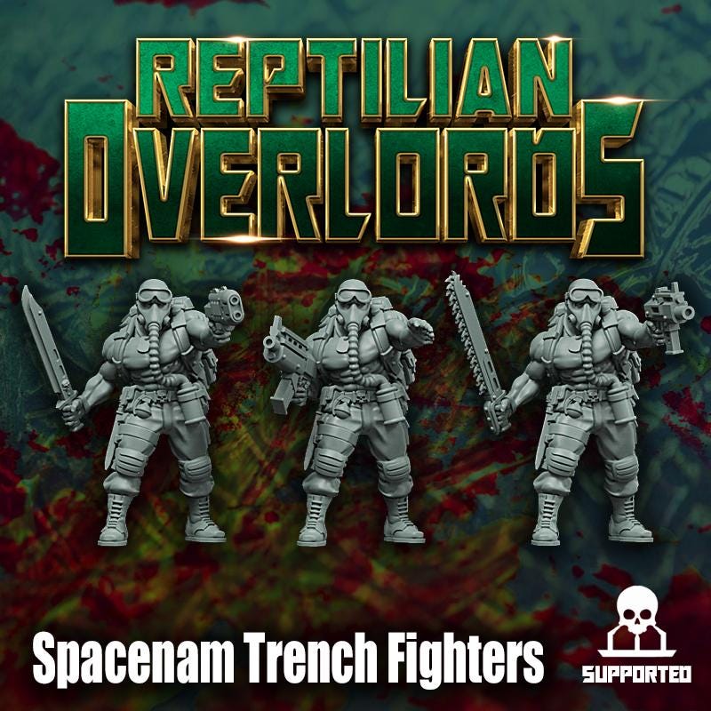 Spacenam Trench Fighters, Sci-Fi Wargames Miniatures by Reptilian Overlords, Space Guard Infantry