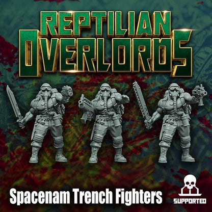 Spacenam Trench Fighters, Sci-Fi Wargames Miniatures by Reptilian Overlords, Space Guard Infantry