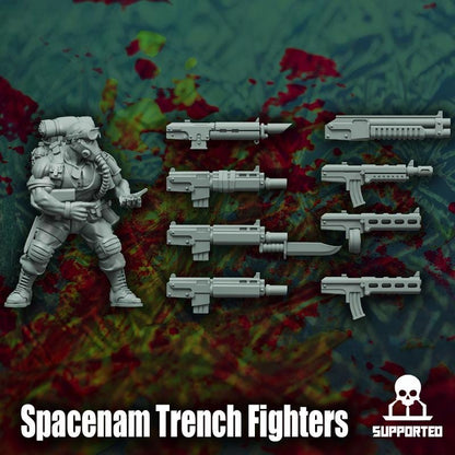 Spacenam Trench Fighters, Sci-Fi Wargames Miniatures by Reptilian Overlords, Space Guard Infantry