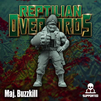 Maj. Buzzkill, Spacenam Officer, Sci-Fi Wargames Miniatures by Reptilian Overlords, Space Guard