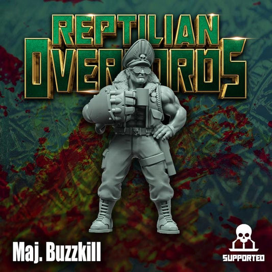Maj. Buzzkill, Spacenam Officer, Sci-Fi Wargames Miniatures by Reptilian Overlords, Space Guard