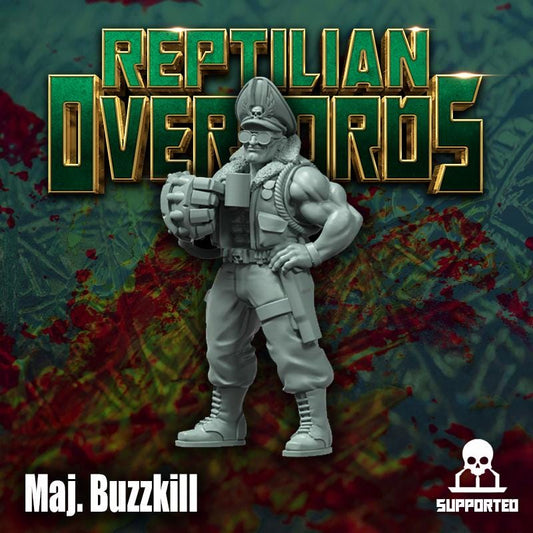 Maj. Buzzkill, Spacenam Officer, Sci-Fi Wargames Miniatures by Reptilian Overlords, Space Guard