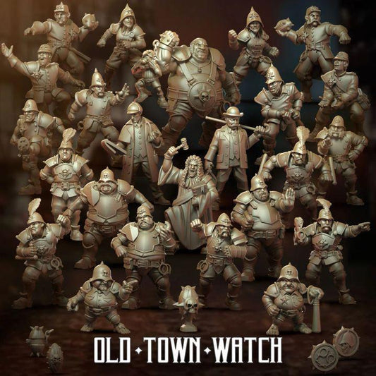 Old Town Watch by Punga Miniatures - Wargame Scale 3D Printed Miniature - Complete Set