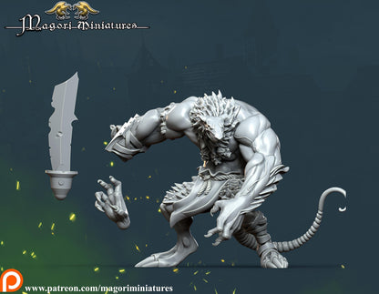 Rat Ogre Miniature, Magori Miniatures, Fantasy Wargame RPG