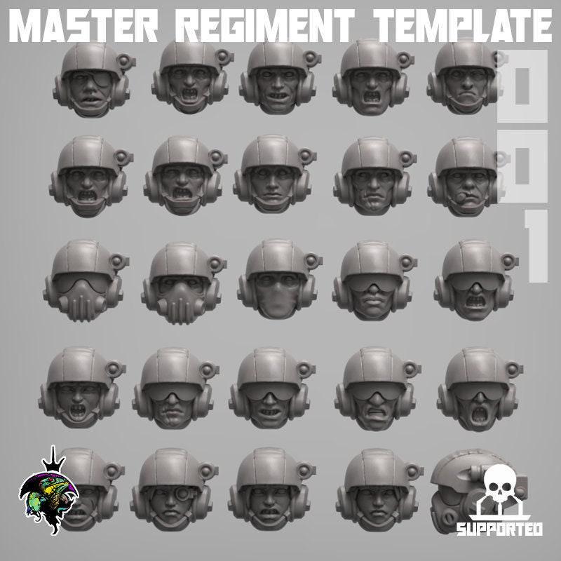 Master Regiment Head set, Modular Miniatures by Reptilian Overlords, Guard Conversion Bits