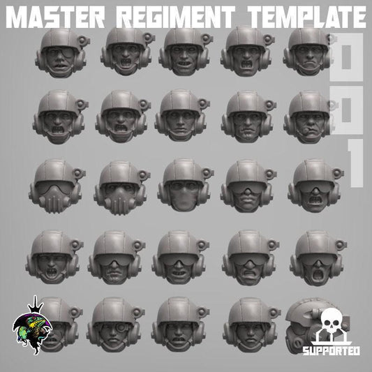 Master Regiment Head set, Modular Miniatures by Reptilian Overlords, Guard Conversion Bits
