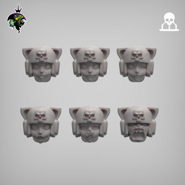 Catanyans Head set, Modular Space Cat Miniatures by Reptilian Overlords, Imperial Cat Conversion Bits for Sci-Fi Wargames